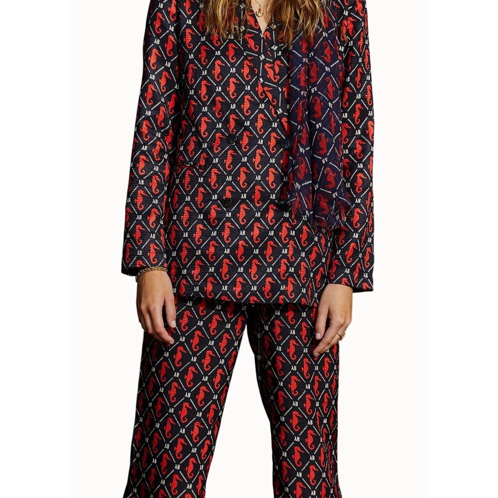 Scotch & Soda Amsterdams Blauw Matchy Seahorse Blazer & Pajama Style Pants Small - Picture 2 of 13